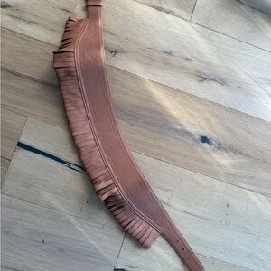 Fringed Tan Leather Women's Belt BCBG S